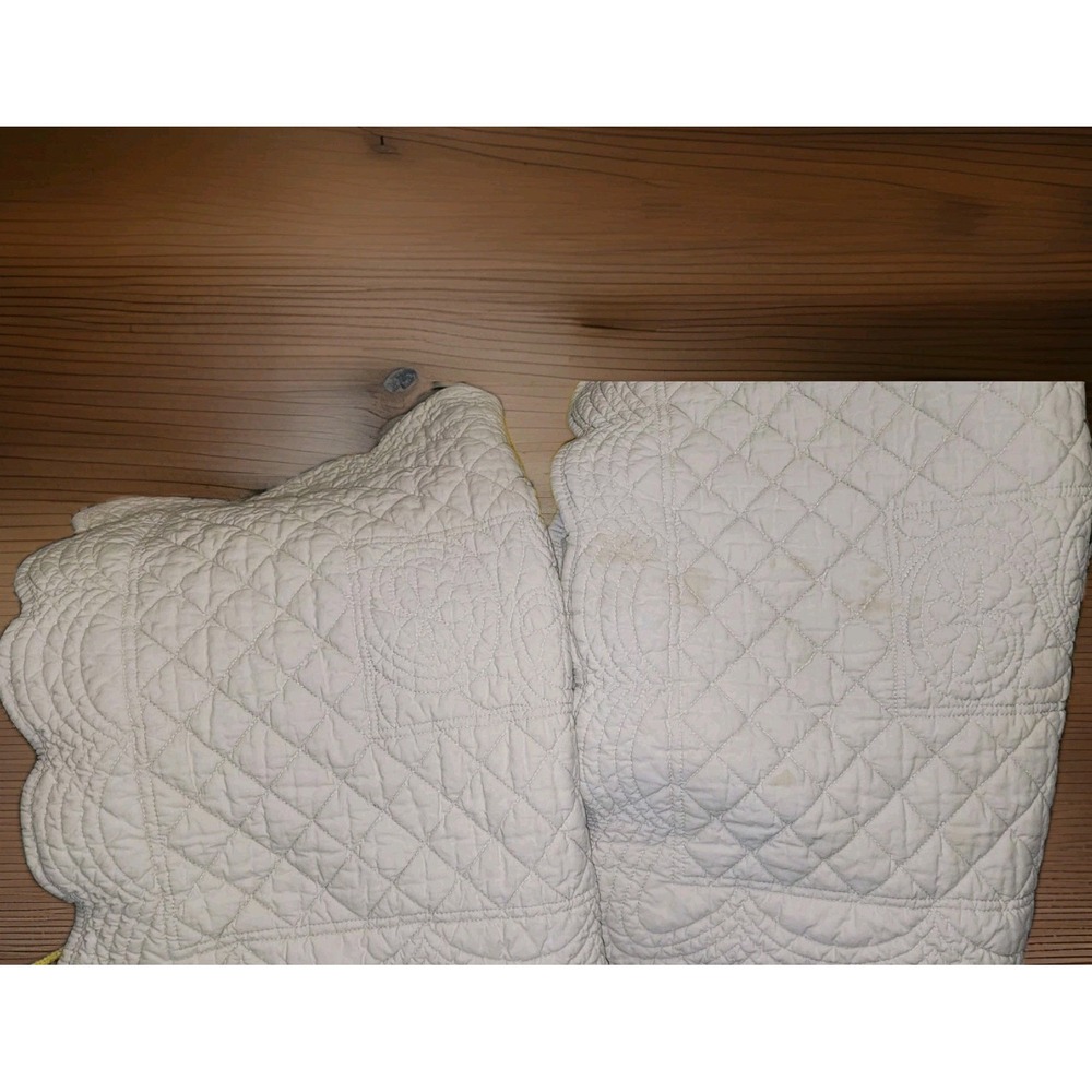 Simply Shabby Chic Set Of 2 Beige Quilted Pillow Shams Scallop Rachel Ashwell